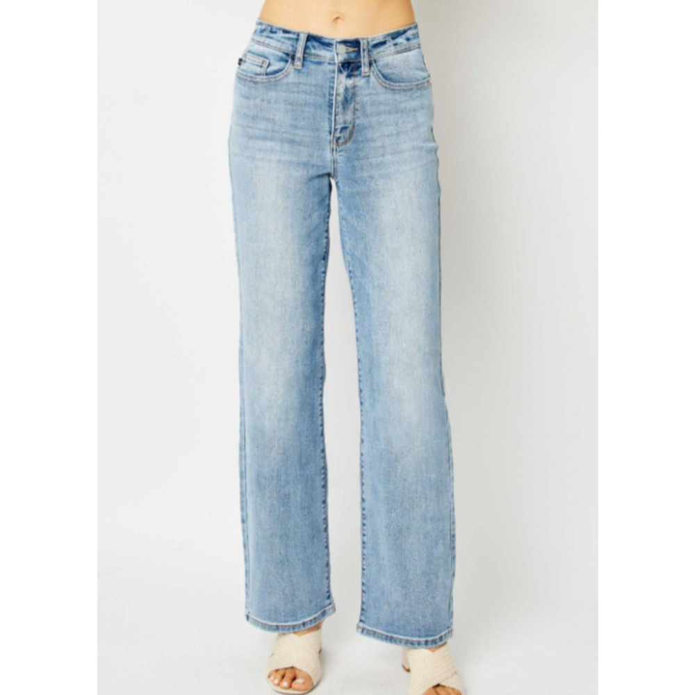 NWT Judy Blue 11/30 Jeans High Waist Light Wash Straight Denim 82501LT Wide Leg